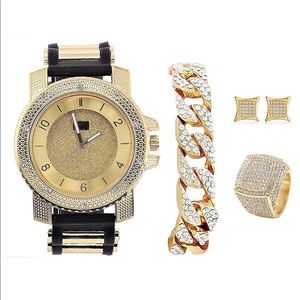 Watch & Jewerly Set w/Cuban Chain Bracelet SPECIAL
